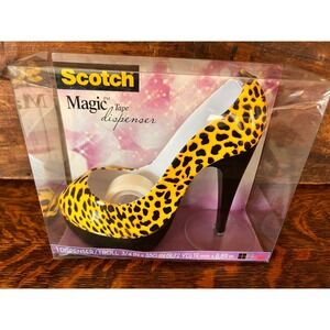 RARE Scotch Magic Tape Dispenser Leopard Print High Heel Stiletto Shoe NIb